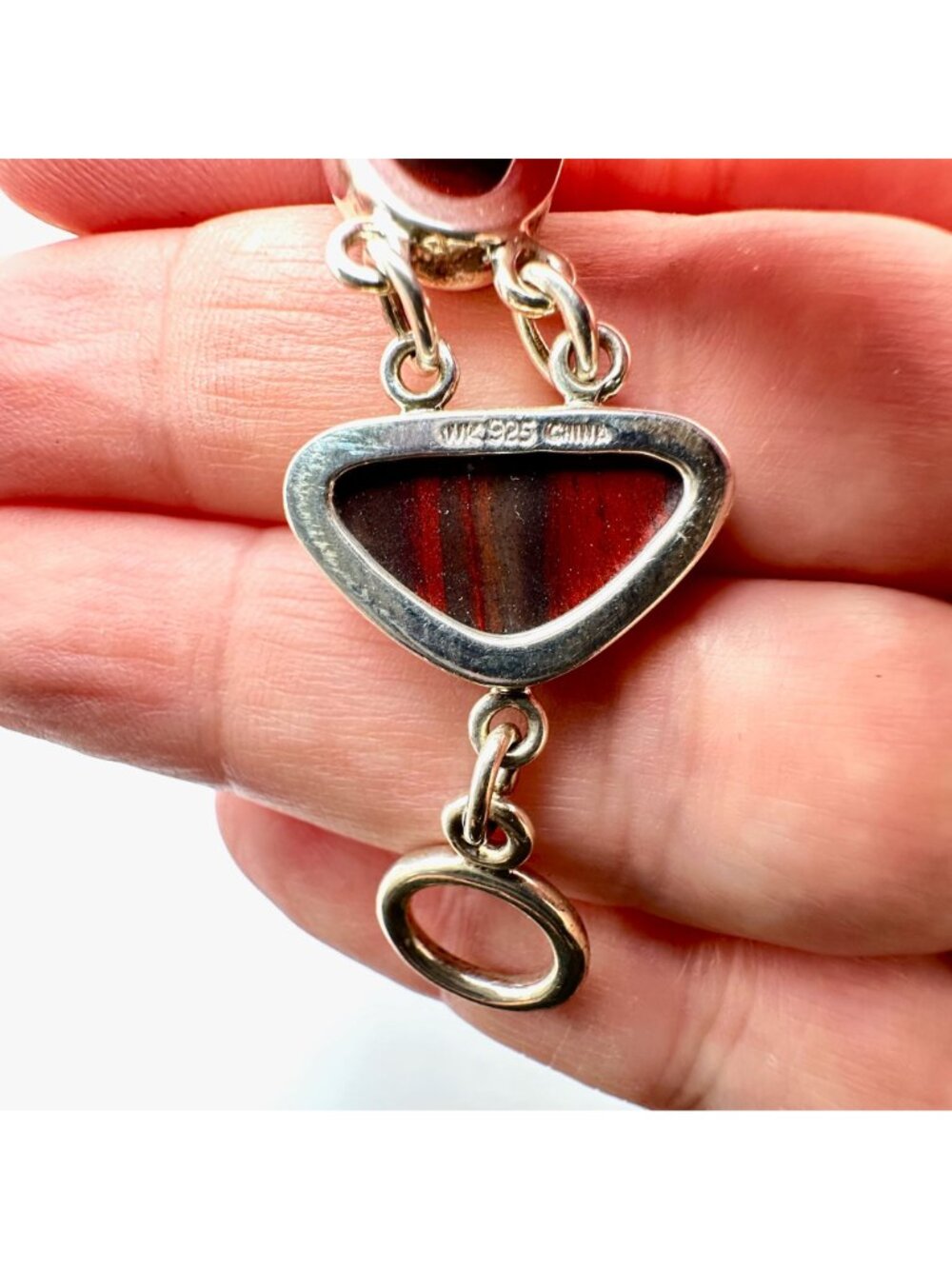 Whitney Kelly Sterling Silver Red Jasper Toggle  Bracelet 35 Grams 7.5 Inch - Picture 4 of 8